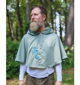 Cloakmakers.com 5715-Washable Seafoam Green Polyester Cloak w/ Seahorse Embroidery