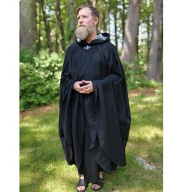 Cloakmakers.com 5716-Washable Black Wool Blend Cloak w/ Icy Grey Velvet Hood Lining