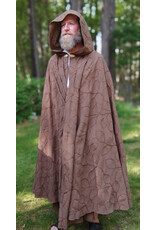 Cloakmakers.com 5717-Washable Brown Polyester Cloak w/ Raised Leaf Pattern & Leaf Clasp