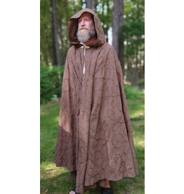 Cloakmakers.com 5717-Washable Brown Polyester Cloak w/ Raised Leaf Pattern & Leaf Clasp