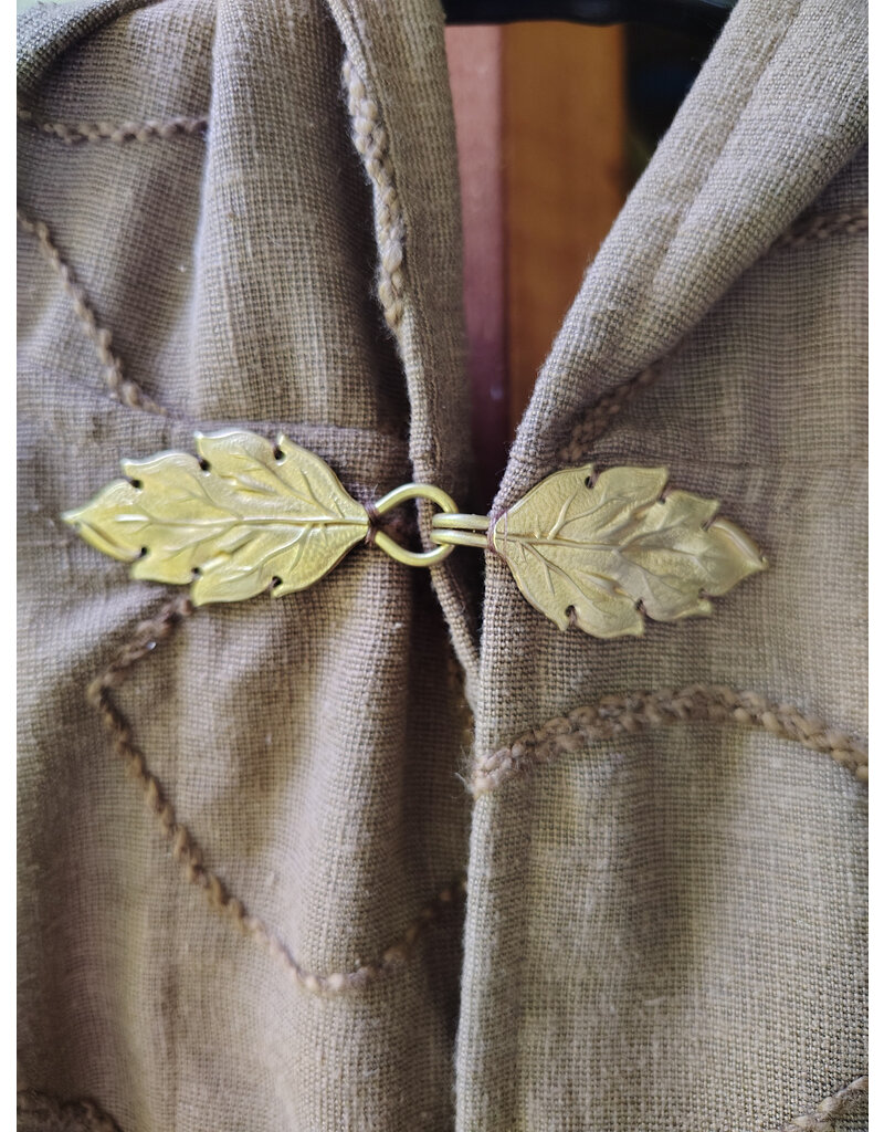 Cloakmakers.com 5717-Washable Brown Polyester Cloak w/ Raised Leaf Pattern & Leaf Clasp