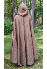 Cloakmakers.com 5717-Washable Brown Polyester Cloak w/ Raised Leaf Pattern & Leaf Clasp