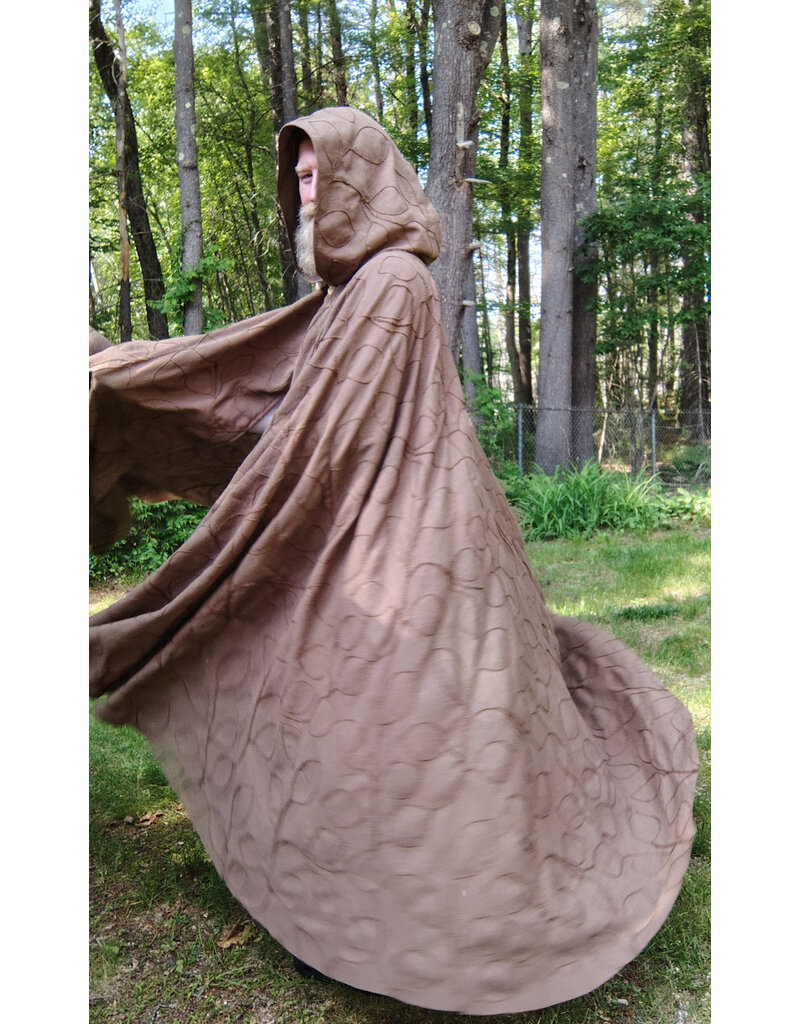 Cloakmakers.com 5717-Washable Brown Polyester Cloak w/ Raised Leaf Pattern & Leaf Clasp