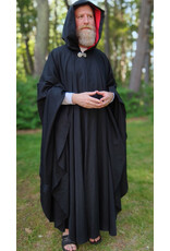 Cloakmakers.com 5718-Washable Black Wool Blend Cloak w/ Red Velveteen Hood Lining