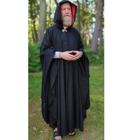 Cloakmakers.com 5718-Washable Black Wool Blend Cloak w/ Red Velveteen Hood Lining