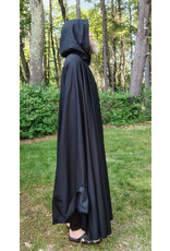 Cloakmakers.com 5718-Washable Black Wool Blend Cloak w/ Red Velveteen Hood Lining