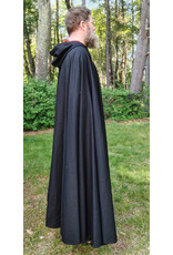 Cloakmakers.com 5718-Washable Black Wool Blend Cloak w/ Red Velveteen Hood Lining