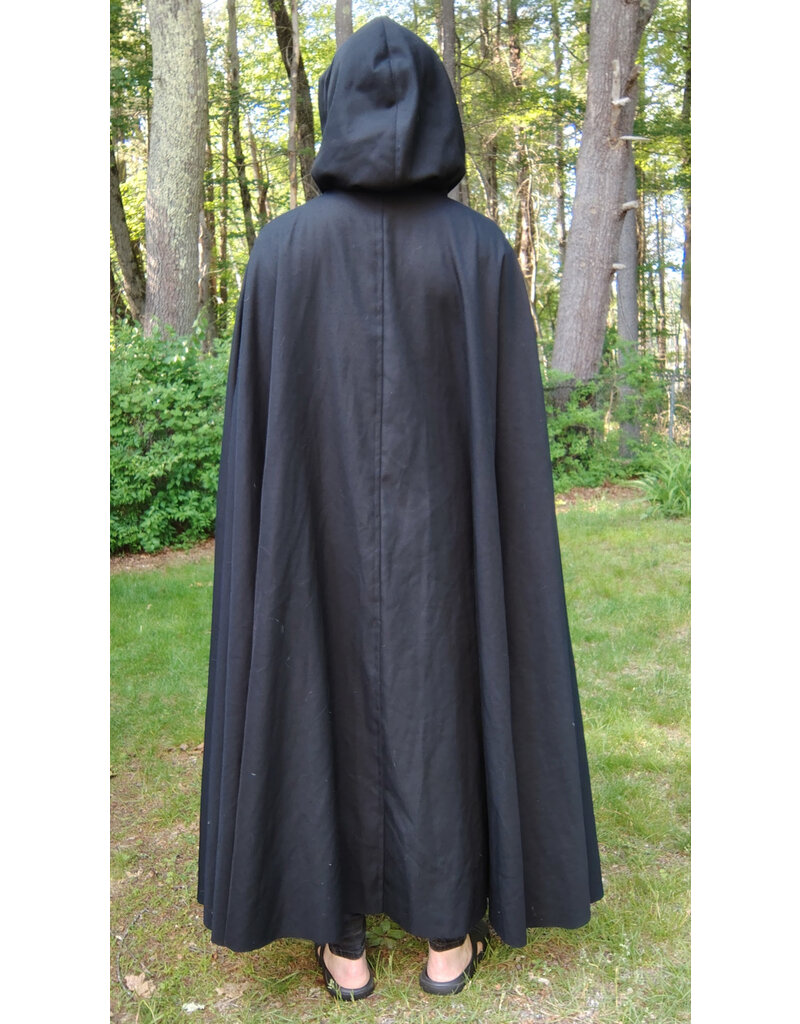 Cloakmakers.com 5718-Washable Black Wool Blend Cloak w/ Red Velveteen Hood Lining