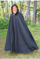 Cloakmakers.com 5718-Washable Black Wool Blend Cloak w/ Red Velveteen Hood Lining
