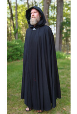 Cloakmakers.com 5719-Washable Black Wool Cloak w/ Dark Green Hood Lining & Triquetra Clasp