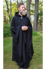 Cloakmakers.com 5719-Washable Black Wool Cloak w/ Dark Green Hood Lining & Triquetra Clasp