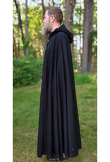 Cloakmakers.com 5719-Washable Black Wool Cloak w/ Dark Green Hood Lining & Triquetra Clasp