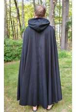 Cloakmakers.com 5719-Washable Black Wool Cloak w/ Dark Green Hood Lining & Triquetra Clasp
