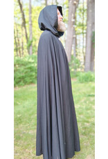 Cloakmakers.com 5719-Washable Black Wool Cloak w/ Dark Green Hood Lining & Triquetra Clasp