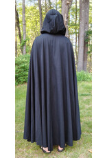 Cloakmakers.com 5719-Washable Black Wool Cloak w/ Dark Green Hood Lining & Triquetra Clasp