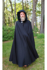 Cloakmakers.com 5719-Washable Black Wool Cloak w/ Dark Green Hood Lining & Triquetra Clasp