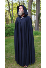 Cloakmakers.com 5720-Washable Navy Blue Wool Cloak w/  Navy Blue Hood Lining & Triple Medallion Clasp