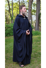 Cloakmakers.com 5720-Washable Navy Blue Wool Cloak w/  Navy Blue Hood Lining & Triple Medallion Clasp