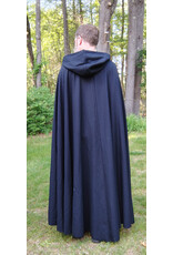 Cloakmakers.com 5720-Washable Navy Blue Wool Cloak w/  Navy Blue Hood Lining & Triple Medallion Clasp