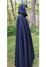 Cloakmakers.com 5720-Washable Navy Blue Wool Cloak w/  Navy Blue Hood Lining & Triple Medallion Clasp