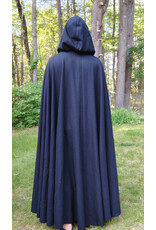 Cloakmakers.com 5720-Washable Navy Blue Wool Cloak w/  Navy Blue Hood Lining & Triple Medallion Clasp