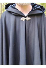 Cloakmakers.com 5720-Washable Navy Blue Wool Cloak w/  Navy Blue Hood Lining & Triple Medallion Clasp