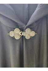 Cloakmakers.com 5720-Washable Navy Blue Wool Cloak w/  Navy Blue Hood Lining & Triple Medallion Clasp