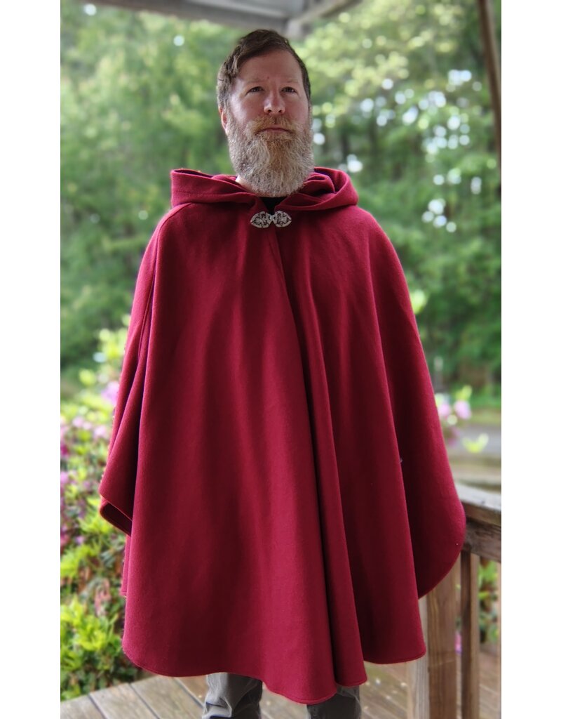 Cloakmakers.com 5669-Washable Maroon Wool Blend Cloak w/ Gothic Rose Clasp