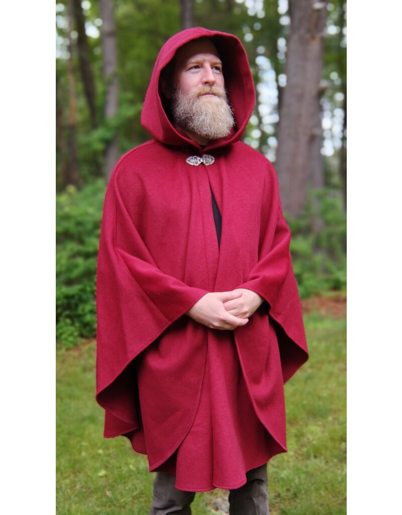 Cloakmakers.com 5669-Washable Maroon Wool Blend Cloak w/ Gothic Rose Clasp