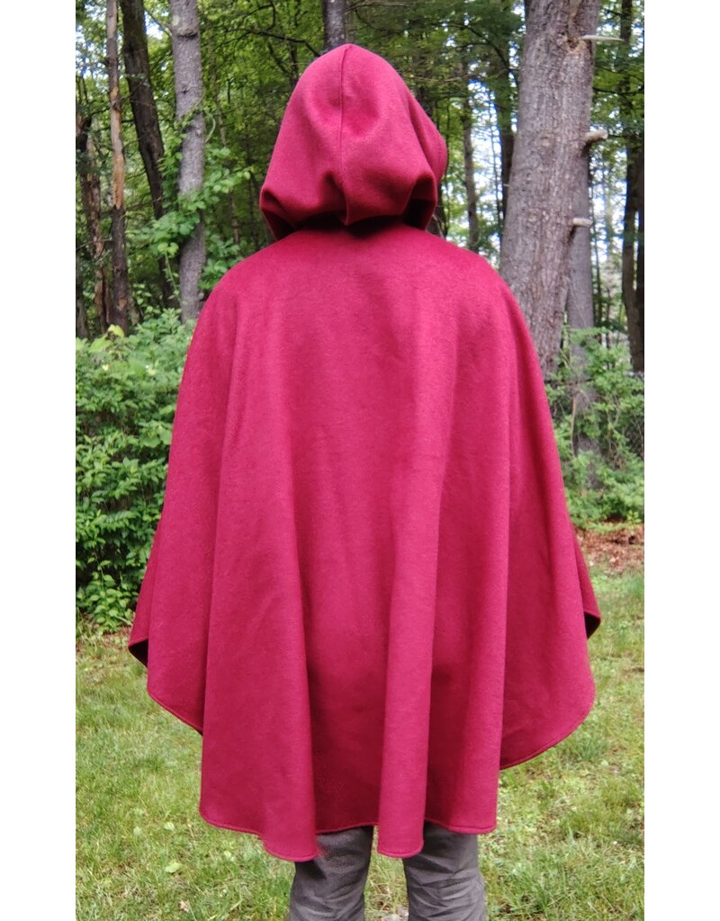 Cloakmakers.com 5669-Washable Maroon Wool Blend Cloak w/ Gothic Rose Clasp