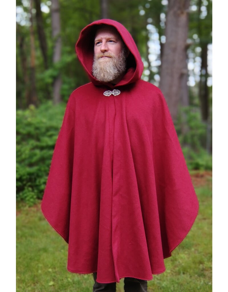 Cloakmakers.com 5669-Washable Maroon Wool Blend Cloak w/ Gothic Rose Clasp