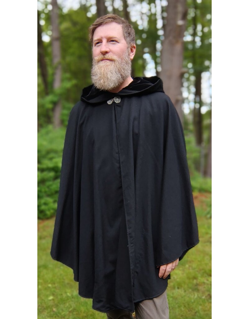 Cloakmakers.com 5674 - Black Wool Cloak w/Intertwined Dragon Embroidy
