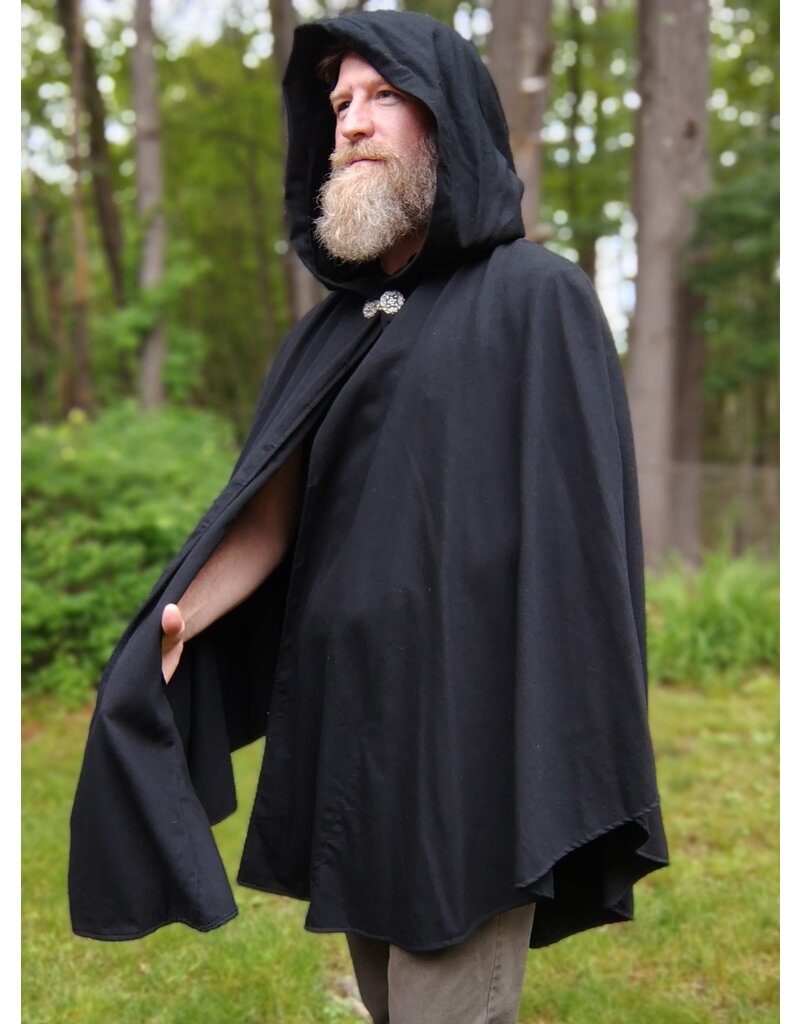 Cloakmakers.com 5674 - Black Wool Cloak w/Intertwined Dragon Embroidy