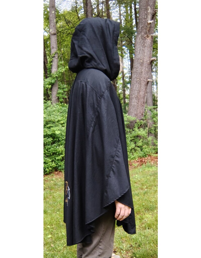 Cloakmakers.com 5674 - Black Wool Cloak w/Intertwined Dragon Embroidy
