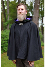 Cloakmakers.com 5721-Washable Black Cotton Cloak w/ Purple Sword & Ivy Rose Embroidery & Hood Lining