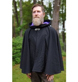 Cloakmakers.com 5721-Washable Black Cotton Cloak w/ Purple Sword & Ivy Rose Embroidery & Hood Lining