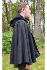 Cloakmakers.com 5721-Washable Black Cotton Cloak w/ Purple Sword & Ivy Rose Embroidery & Hood Lining