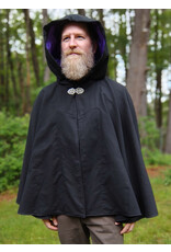 Cloakmakers.com 5721-Washable Black Cotton Cloak w/ Purple Sword & Ivy Rose Embroidery & Hood Lining