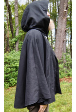 Cloakmakers.com 5721-Washable Black Cotton Cloak w/ Purple Sword & Ivy Rose Embroidery & Hood Lining