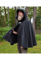 Cloakmakers.com 5721-Washable Black Cotton Cloak w/ Purple Sword & Ivy Rose Embroidery & Hood Lining