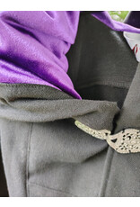 Cloakmakers.com 5721-Washable Black Cotton Cloak w/ Purple Sword & Ivy Rose Embroidery & Hood Lining