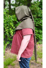 Cloakmakers.com H535-Ranger Green Wool Hooded Cowl w/ War & Peace Embroidery and Long Liripipe