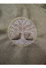 Cloakmakers.com H535-Ranger Green Wool Hooded Cowl w/ War & Peace Embroidery and Long Liripipe