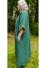 Cloakmakers.com G1194-Unisex Green Linen Tunic, Washable, w/Hops Embroidery & Pockets