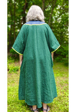 Cloakmakers.com G1194-Unisex Green Linen Tunic, Washable, w/Hops Embroidery & Pockets