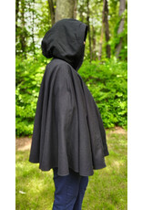 Cloakmakers.com 5723-Washable Black Cotton Cloak w/ Green & Gold Striped Pockets & Antiqued Gold Clasp