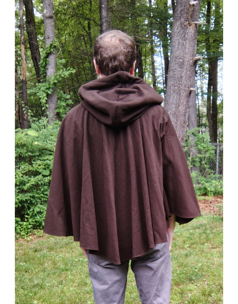 Cloakmakers.com 5725-Washable Brown Wool Blend Cloak w/ Dark Olive Green Hood Lining