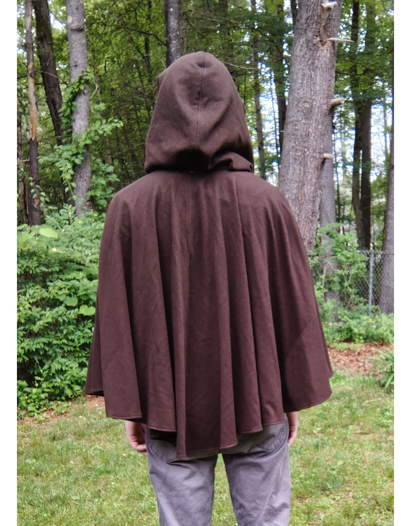 Cloakmakers.com 5725-Washable Brown Wool Blend Cloak w/ Dark Olive Green Hood Lining