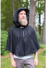 Cloakmakers.com 5726-Washable Black Wool Blend Cloak w/ Forest Green Hood Lining & Pockets