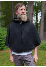 Cloakmakers.com 5726-Washable Black Wool Blend Cloak w/ Forest Green Hood Lining & Pockets